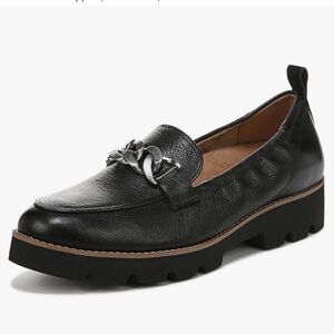 Vionic Cynthia Black Leather Chain Slip On Loafers Dize 10